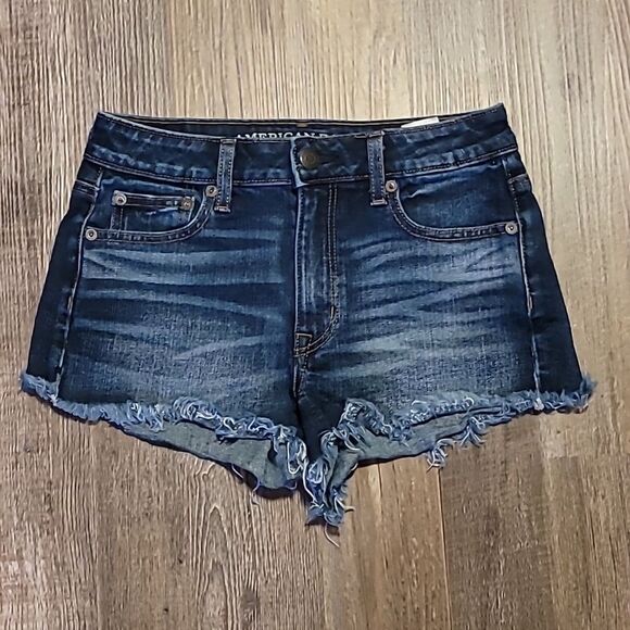 American Eagle Vintage High-Rise Festival Distressed Demin Jean Shorts Size 2 - Picture 1 of 5